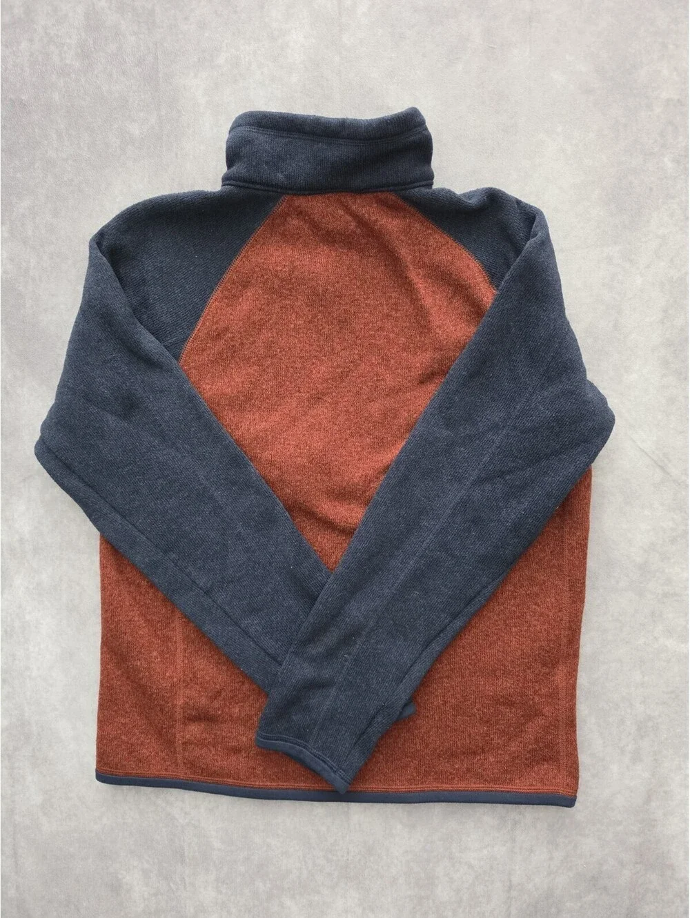 SKU0279 Patagonia Mens Small Better Sweater 1/4 Zip Fleece Pullover Rust Navy